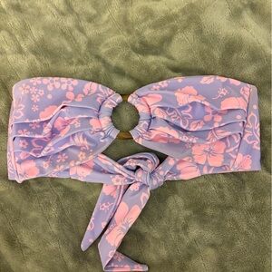 Kulanis Kinis Floral Bandeau Bikini Top - Pink and Purple